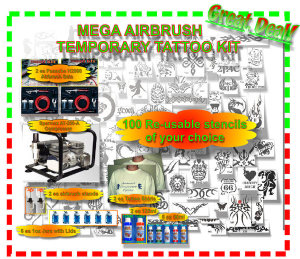 Mega Airbrush Temporary Tattoo Kit